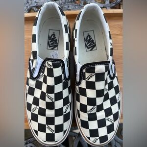 VANS Stacked Checkerboard Slip On Canvas Shoes NWOT Comes with Original Box